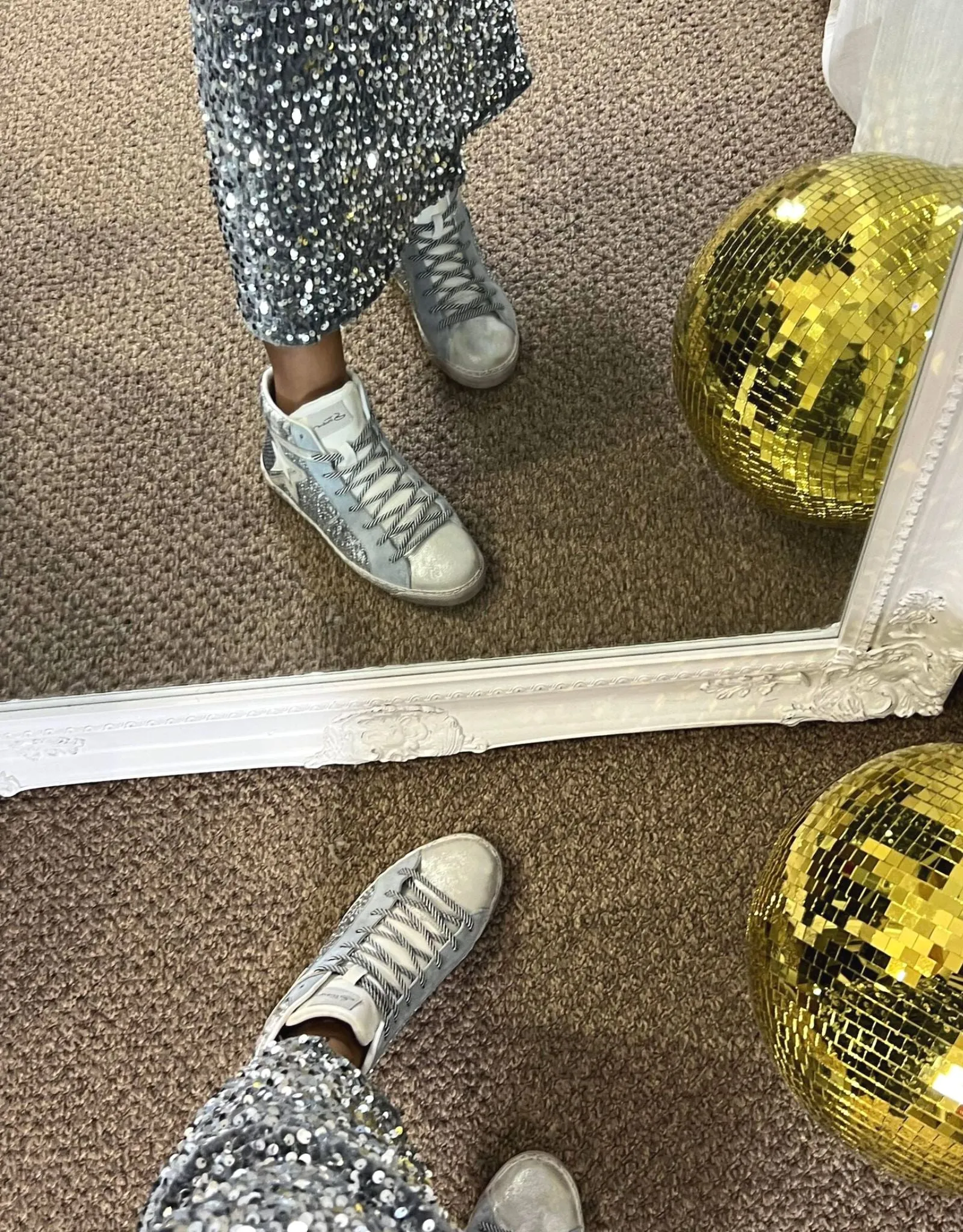 Superstar Silver Glitter High Top Sneakers