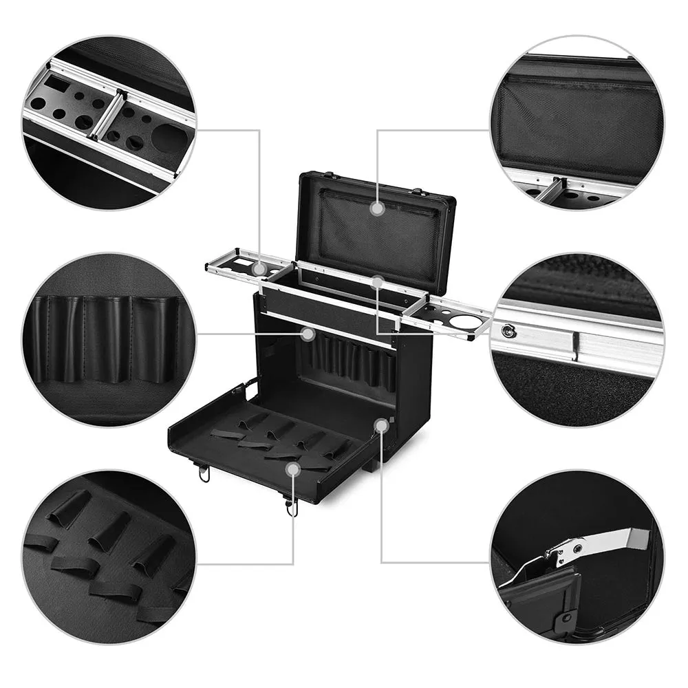 TheLAShop Rolling Hair Stylist Case Barber Case w/ Appliance Holder