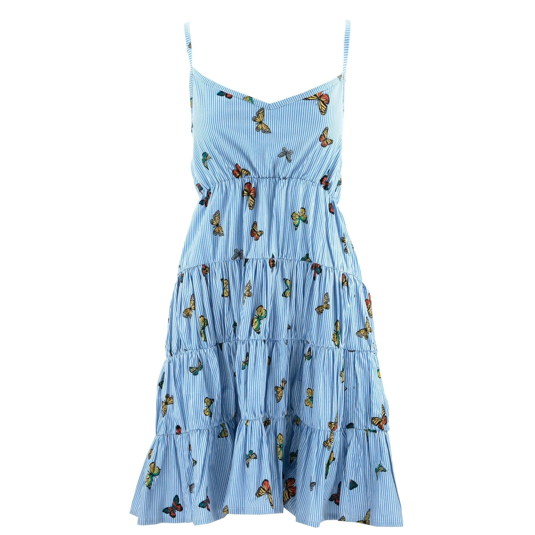 Tier Drop Summer Dress - Blue Butterfly