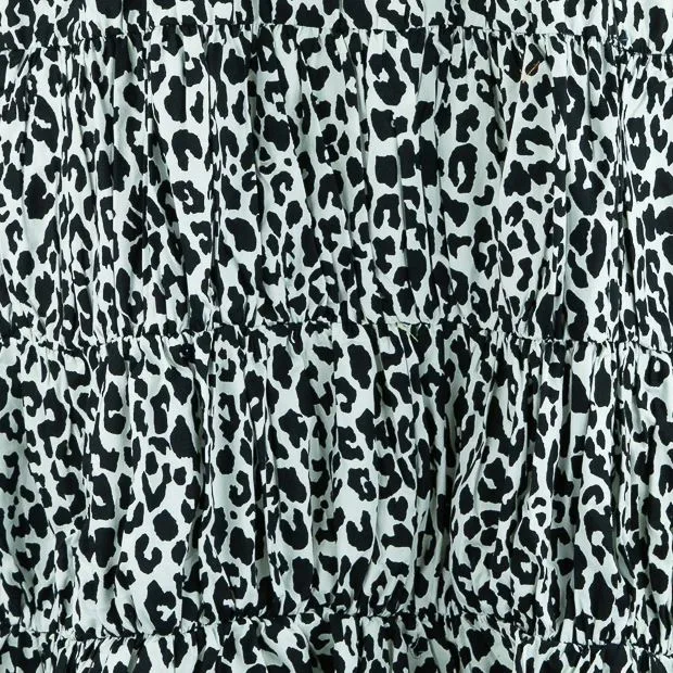 Tier Drop Summer Dress - Mono Leopard Cotton