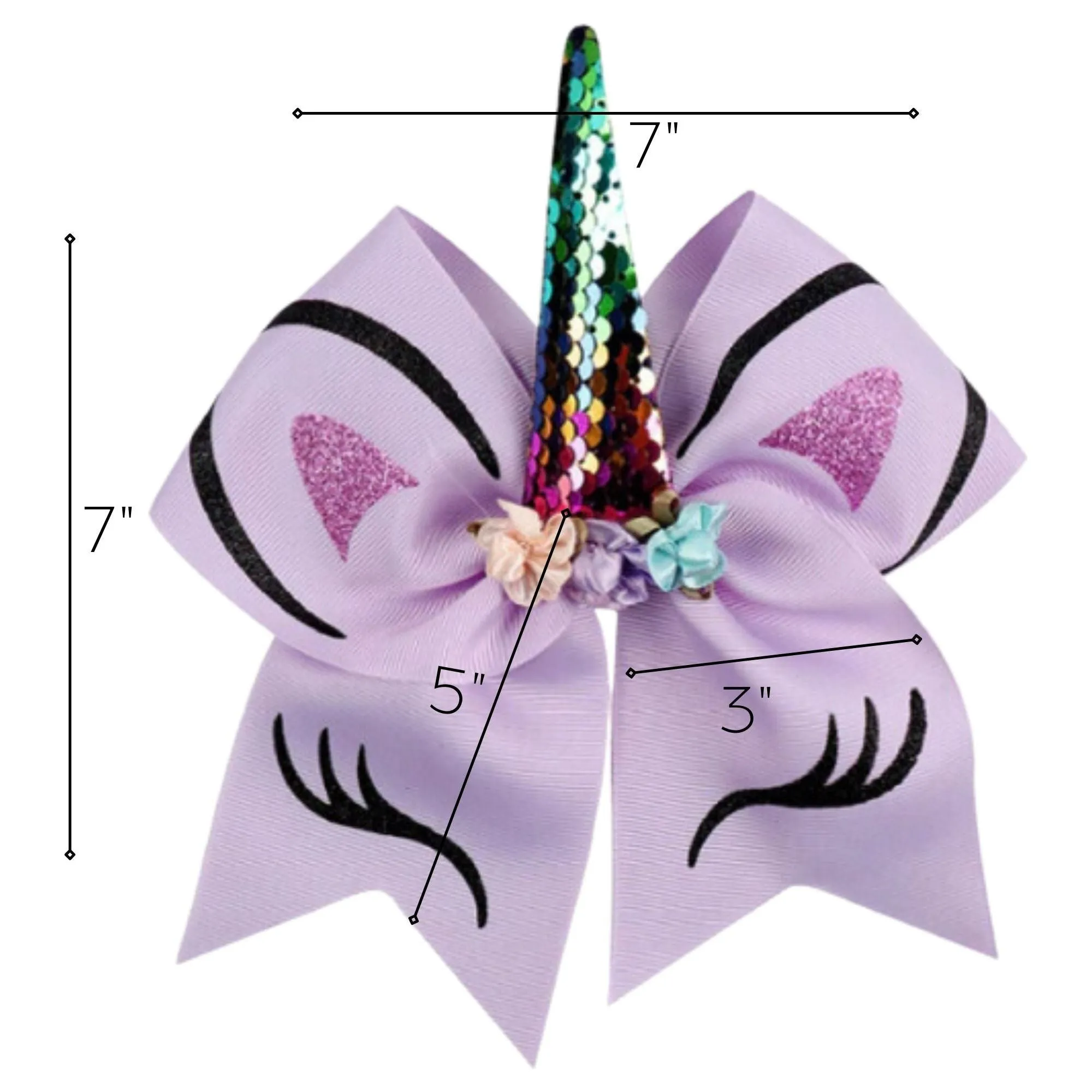 Unicorn Cheer Bow for Girls Large Hair Bows with Ponytail Holder Ribbon