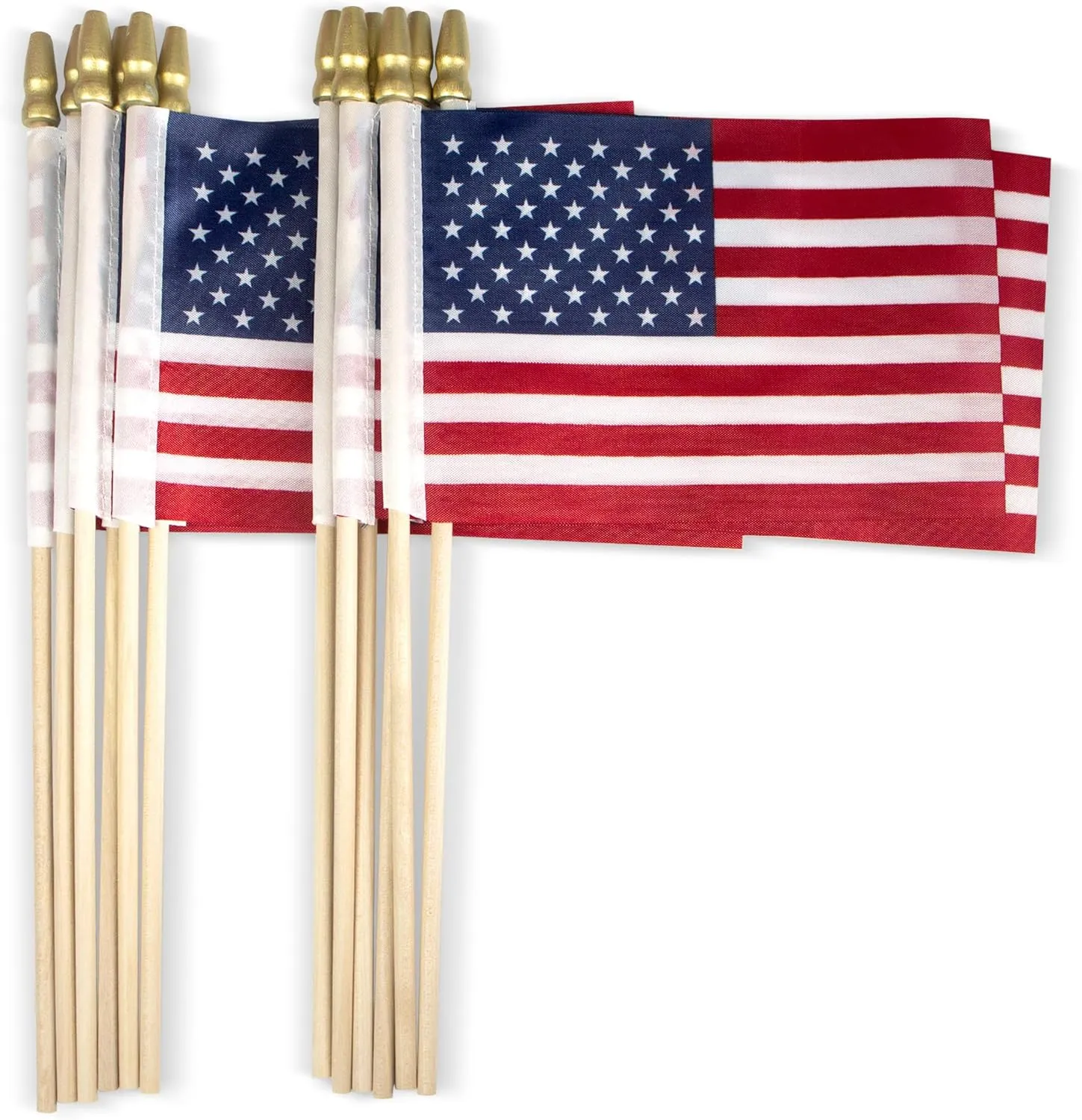 USA 4x6 Wooden Stick Flag 100 Pack – Handheld American Flag for July 4th, Veterans, and Grave Markers