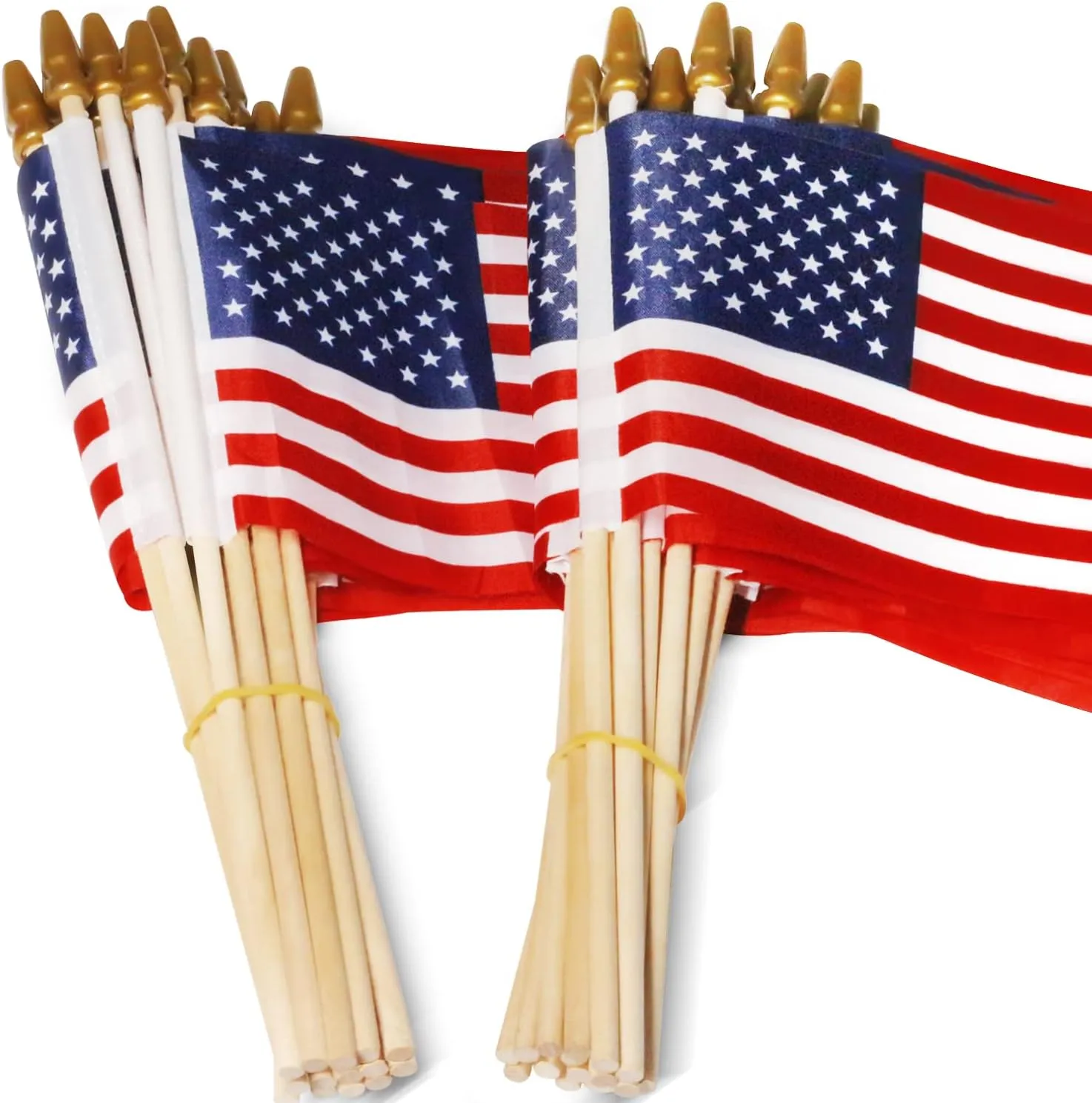 USA 4x6 Wooden Stick Flag 100 Pack – Handheld American Flag for July 4th, Veterans, and Grave Markers