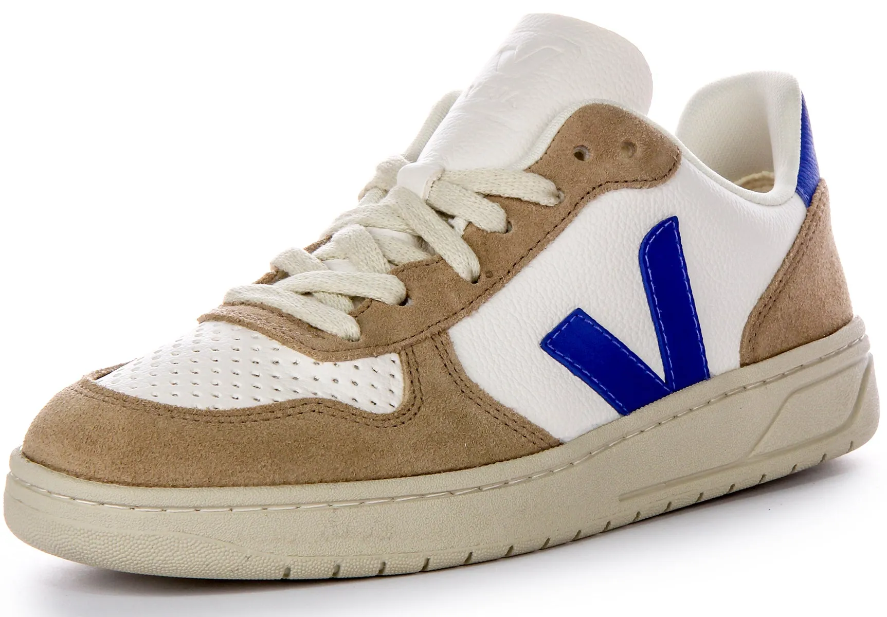 Veja V 10 Chromefree In White Navy For Women