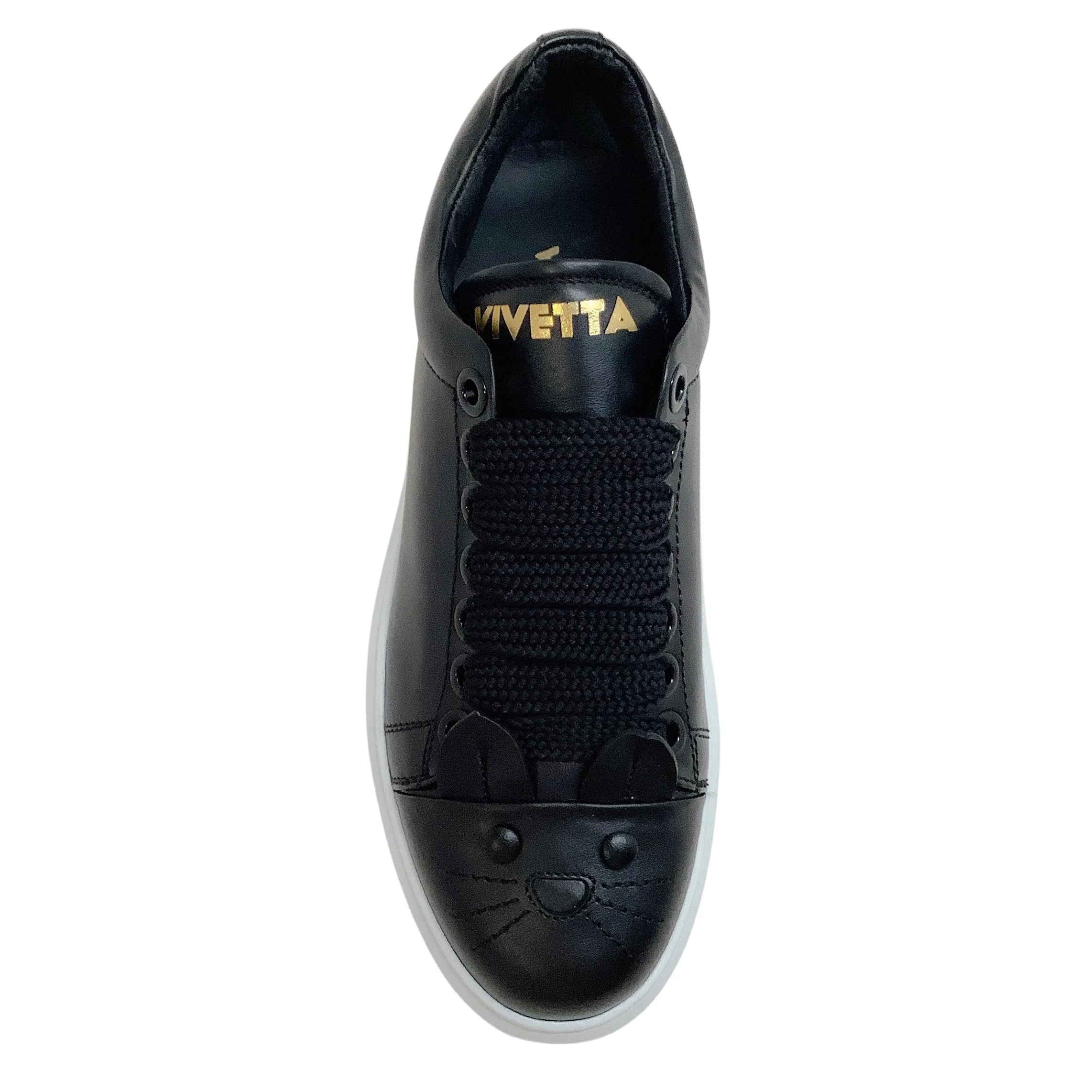 Vivetta Black Leather Cat Sneakers