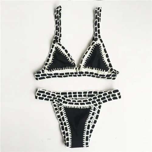 women handmade crochet swimsuit 2017 Hot Swimwear Underwire Low Waist lady swimsuit Sexy Single knit Bikinis H15002