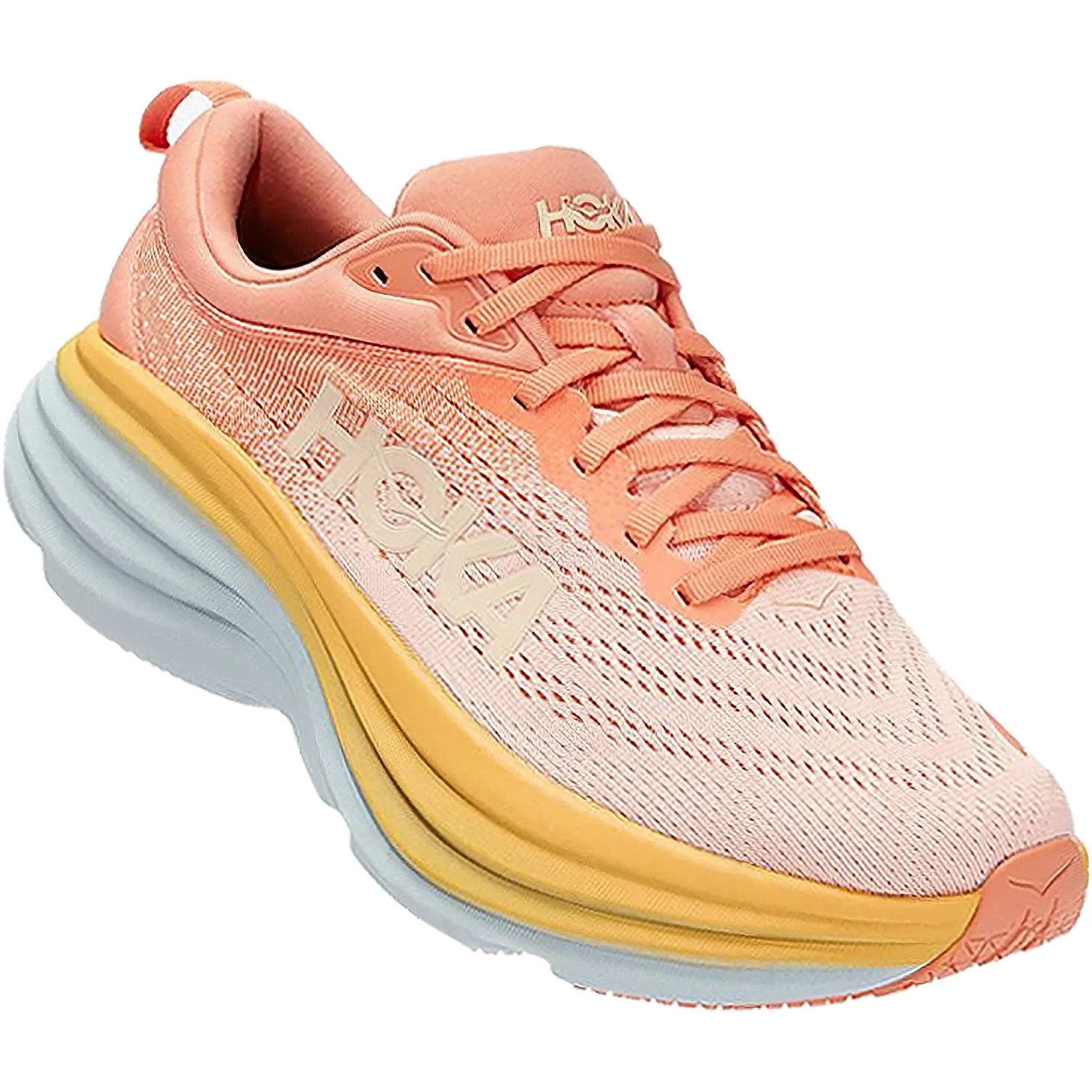 Women's Hoka One One Bondi 8 Shell Coral/Peach Parfait Mesh