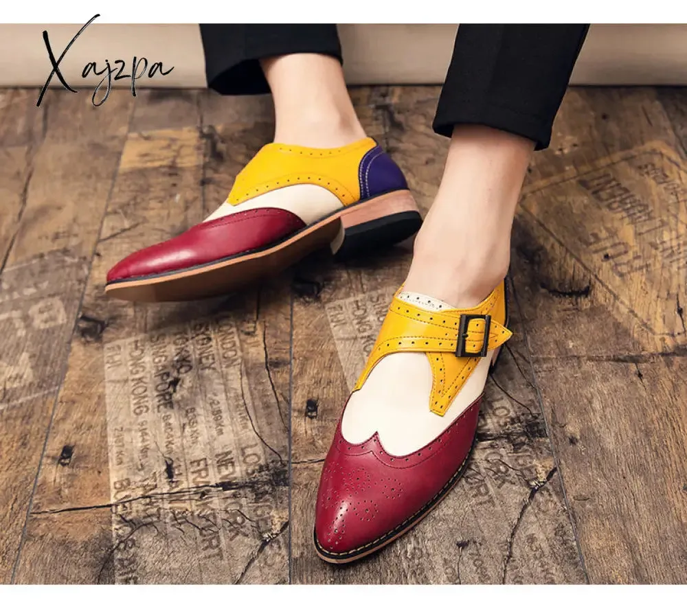 Xajzpa - Men's Dress Shoes New Fashion Pu Leather Buckle Strap Business Shoes Casual High Quality Shoes for Men Zapatos De Hombre AG008