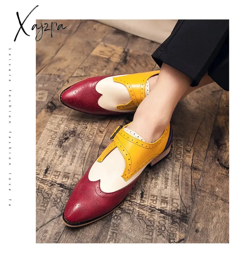 Xajzpa - Men's Dress Shoes New Fashion Pu Leather Buckle Strap Business Shoes Casual High Quality Shoes for Men Zapatos De Hombre AG008