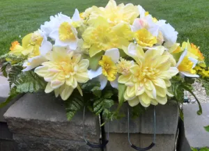 Yellow and White Grave site spray