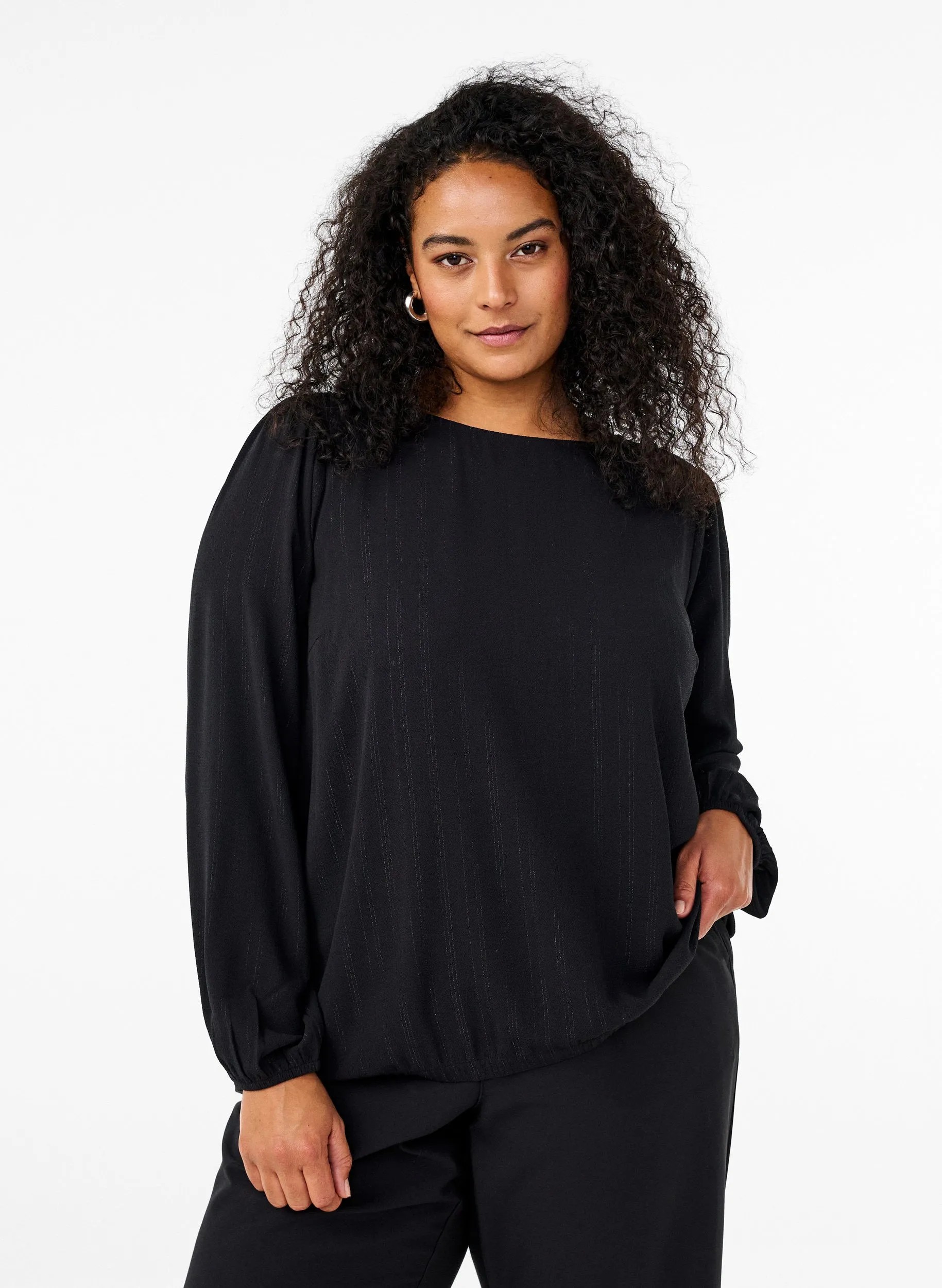 Zizzi Anni Blouse in Black Glitter